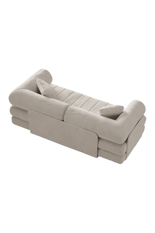 Canapé convertible Kemi - Beige - 3 places - En tissu velours