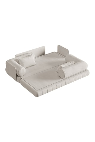 Canapé convertible Kemi - Beige clair - 3 places - En tissu bouclé