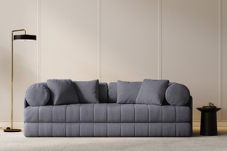 Canapé convertible Kemi - Gris foncé - 3 places - En tissu bouclé