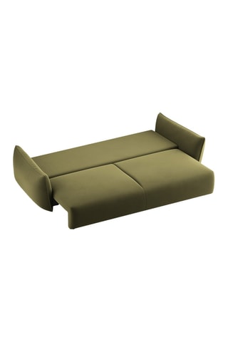 Canapé convertible Matera - Vert olive - 3 places - En tissu velours 