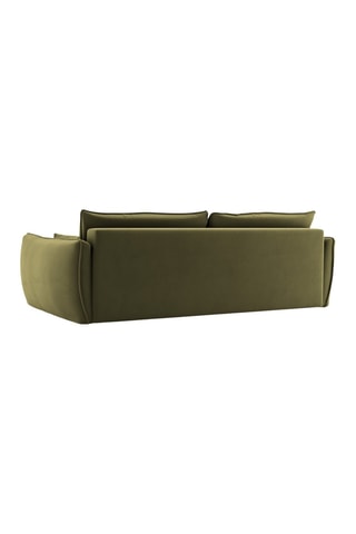 Canapé convertible Matera - Vert olive - 3 places - En tissu velours 