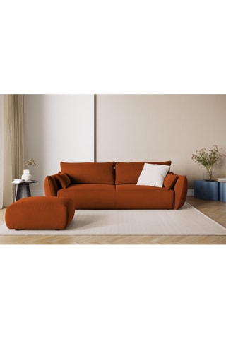 Canapé convertible Matera - Rouge brique - 3 places - En tissu velours 