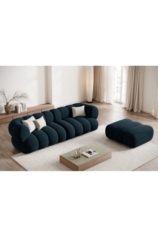 Canapé Koge - Bleu pétrole - 4 places - Toucher velours