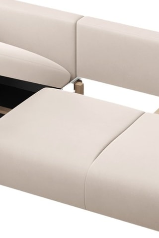 Canapé d’angle droit convertible Matera - Beige - 4 places - En tissu velours