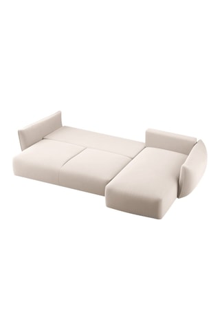 Canapé d’angle droit convertible Matera - Beige - 4 places - En tissu velours