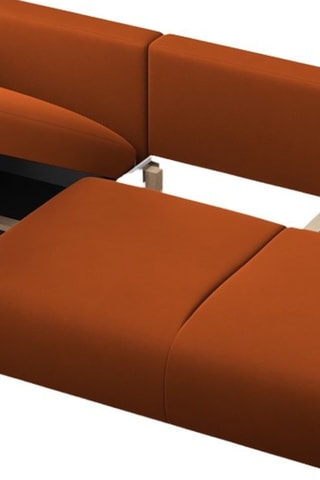 Canapé d’angle droit convertible Matera - Rouge brique - 4 places - En tissu velours