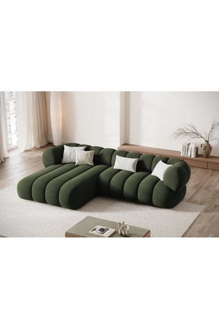 Canapé d’angle gauche Koge - Vert - 5 places - En tissu velours