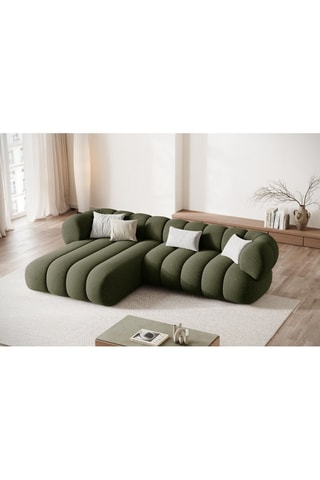 Canapé d’angle gauche Koge - Vert - 5 places - En tissu chenille