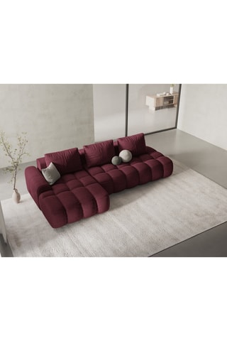 Canapé d’angle gauche convertible Linz - Bordeaux - 3 places - En tissu structurel
