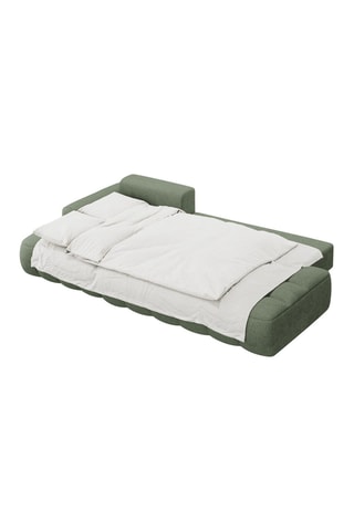 Canapé d’angle gauche convertible Linz - Vert olive foncé - 3 places - En tissu structurel