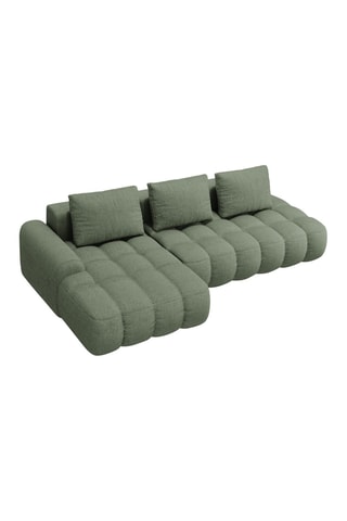 Canapé d’angle gauche convertible Linz - Vert olive foncé - 3 places - En tissu structurel