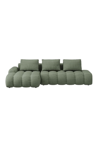 Canapé d’angle gauche convertible Linz - Vert olive foncé - 3 places - En tissu structurel