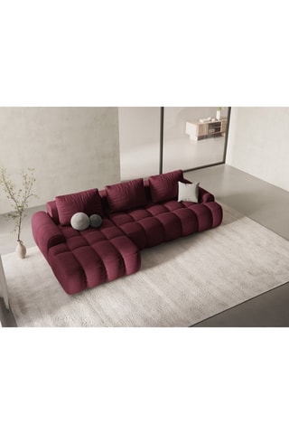 Canapé d’angle gauche convertible Linz - Bordeaux - 3 places - En tissu structurel