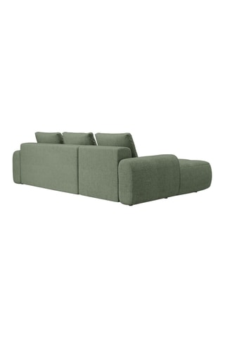 Canapé d’angle gauche convertible Linz - Vert olive foncé - 3 places - En tissu structurel