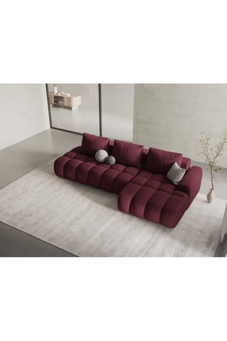 Canapé d’angle droit convertible Linz - Bordeaux - 3 places - En tissu structurel
