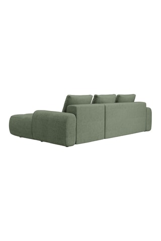 Canapé d’angle droit convertible Linz - Vert olive foncé - 3 places - En tissu structurel