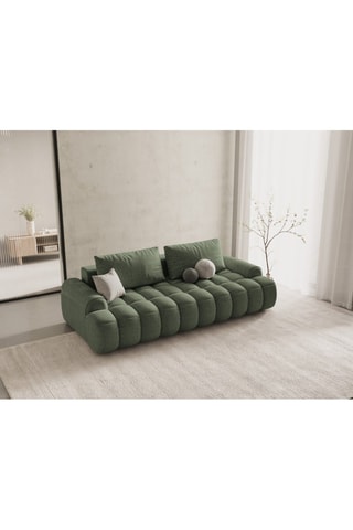 Canapé convertible Linz - Vert olive foncé - 4 places - En tissu structurel