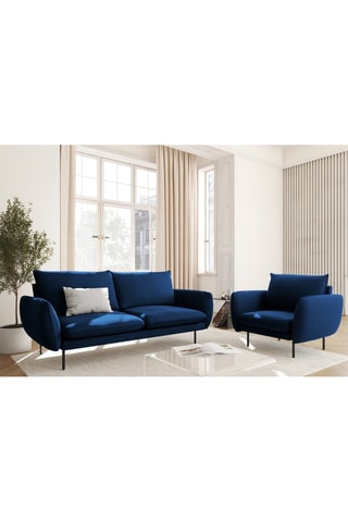 Fauteuil Vienna - Bleu roi - Toucher velours