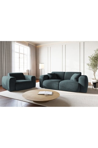 Fauteuil Nolio - Bleu pétrole chiné - En tissu chenille