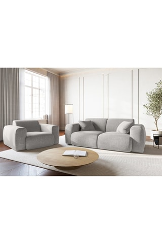 Fauteuil Nolio - Gris clair chiné - En tissu chenille