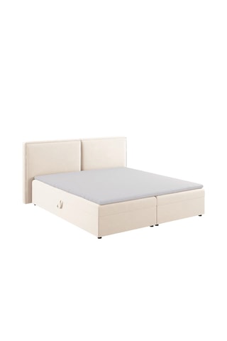 Lit-coffre Arendal - Beige clair - Toucher velours
