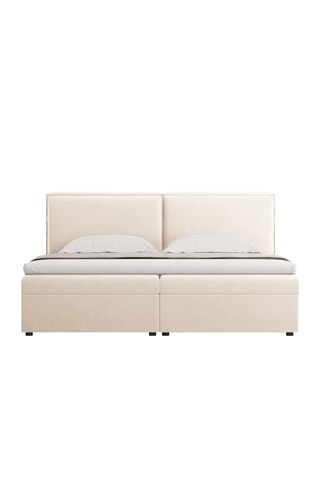 Lit-coffre Arendal - Beige clair - Toucher velours