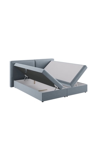 Lit-coffre Arendal - Bleu clair - Toucher velours