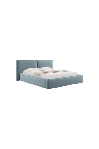 Lit-coffre avec sommier Arendal - Bleu clair - Toucher velours