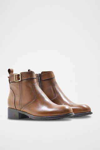 Leren Enkellaarzen - bruin