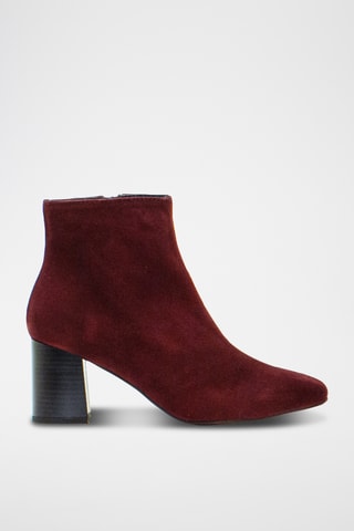 Nubuck Enkellaarzen - Bordeauxrood