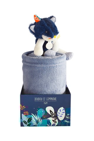 Plaid loup Tiwipi - Bleu-gris - Dès la naissance - 100 x 70 cm