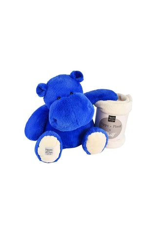 Peluche hippopotame et plaid Hippo Chill - 100 x 140 cm - Dès la naissance