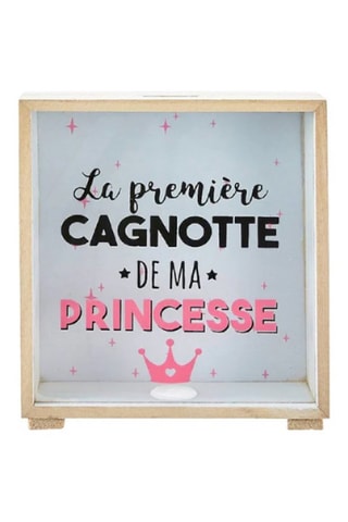 Spaarpot met Houten Lijst Prinses - 20,5 x 18 x 5,7 cm