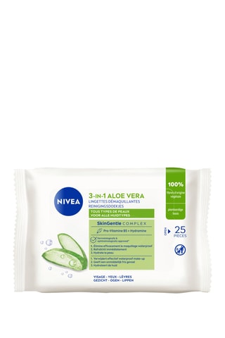 Lingettes démaquillantes 3-en-1 Aloe Vera Bio - 25 pièces