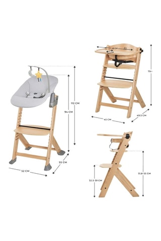 Chaise haute en hêtre Enock et transat Calmee - Dès la naissance - Jusqu'à 35 kg