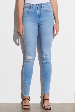 Skinny jeans met hoge taille - Lichtblauw