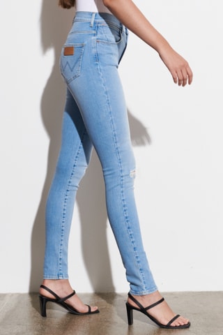 Skinny jeans met hoge taille - Lichtblauw