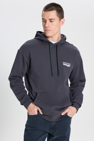 Sweater relaxed met Capuchon - Zwart