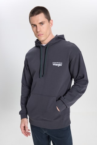 Sweater relaxed met Capuchon - Zwart