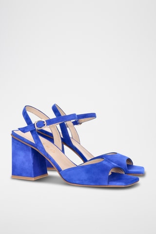 Sandales à talons en cuir - Bleu