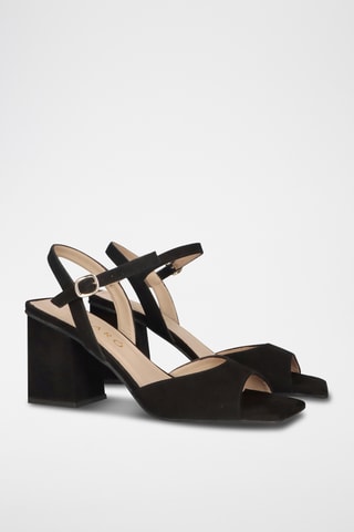 Sandales à talons en cuir - Noir