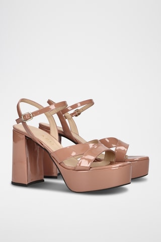 Sandales à talons en cuir verni - Rose