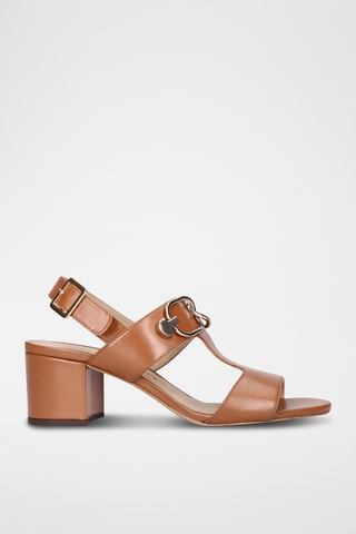 Sandales à talons en cuir - Marron