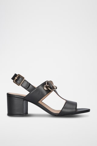 Sandales à talons en cuir - Noir