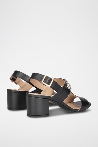 Sandales à talons en cuir - Noir