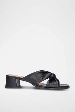 Mules à talons en cuir - Noir