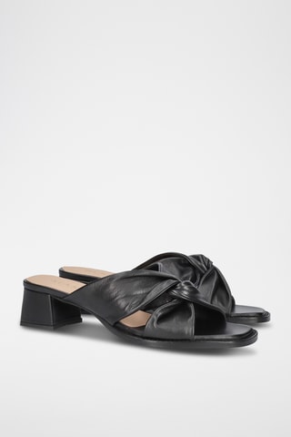 Mules à talons en cuir - Noir