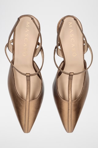 Salomés à talons en cuir - Doré