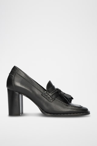 Mocassins à talons en cuir - Noir