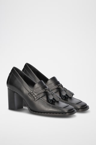 Mocassins à talons en cuir - Noir